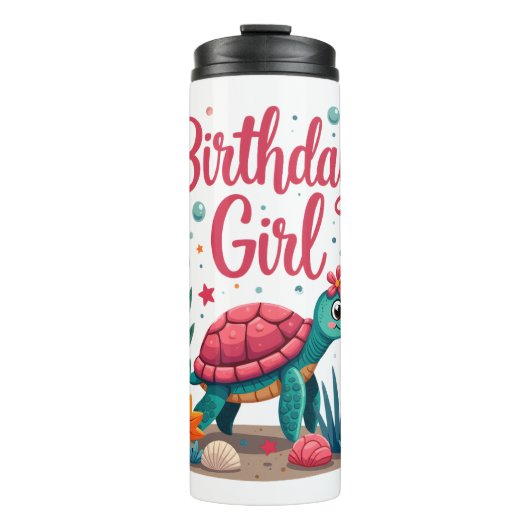 Birthday Girl Sea Turtle Theme Birthday Party Ocea Thermosbeker (Voorkant)