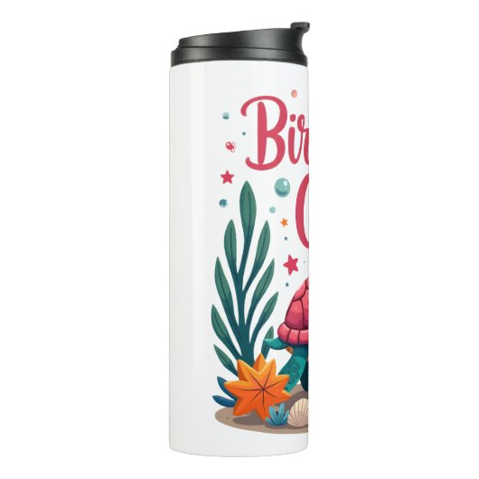 Birthday Girl Sea Turtle Theme Birthday Party Ocea Thermosbeker (Gedraaid links)