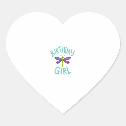 Birthday girl shirt Dragonfly birthday party tee s Hart Sticker (Voorkant)