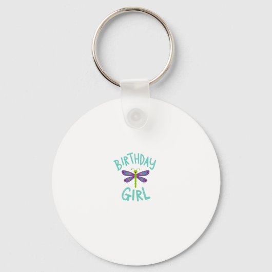 Birthday girl shirt Dragonfly birthday party tee s Sleutelhanger (Voorkant)
