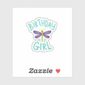 Birthday girl shirt Dragonfly birthday party tee s Sticker (Vel)