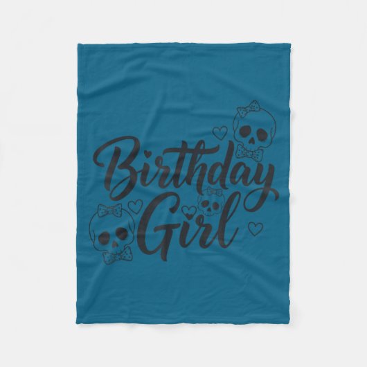 Birthday Girl Skull Skeleton Lover Cute Funny Kawa Fleece Deken (Voorkant)