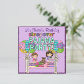 Birthday Girl Sleepover Pajama Party Kaart (Staand voorkant)