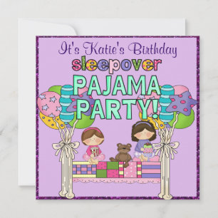 Birthday Girl Sleepover Pajama Party Kaart