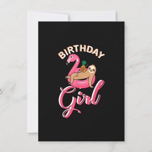Birthday Girl sloth flamingo pineapple schattebout Kaart (Voorkant)