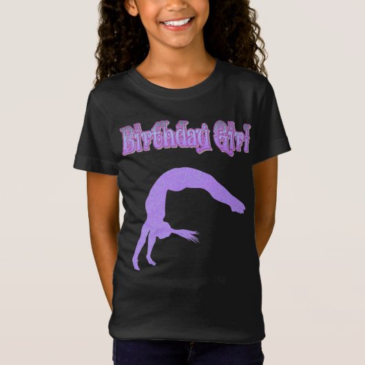 "Birthday Girl" Sparkly Gymnast T-Shirt (Voorkant)