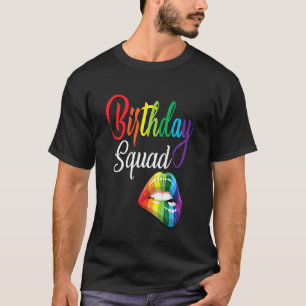 Birthday Girl Squad Graphic Rainbow Lip Prin T-shirt