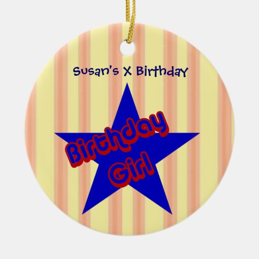 Birthday Girl Star Cute Ornament (Voorkant)