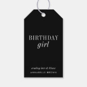 Birthday Girl | Stijlvol Trendy Modern Black Simpl Cadeaulabel (Voorkant)