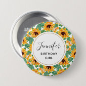 Birthday Girl Sunflower Patroon Ronde Button 7,6 Cm (Voorkant /achterkant)