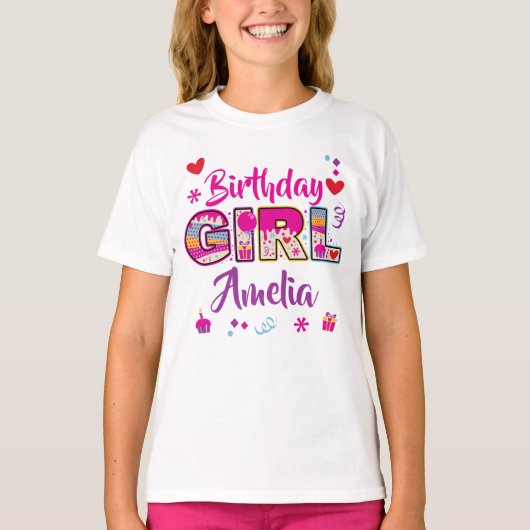 Birthday Girl Sweet aangepaste ontwerpen T-shirt (Voorkant)