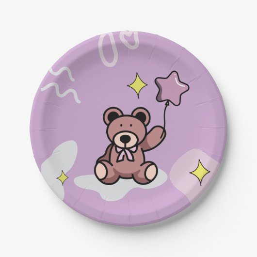 Birthday Girl Teddy Bear Papieren Bordje (Voorkant)