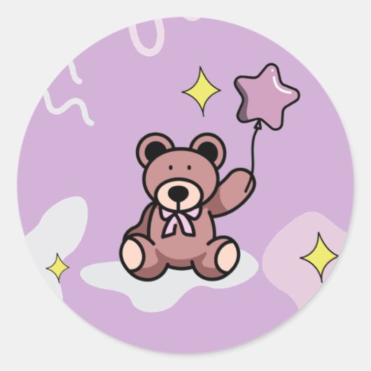 Birthday Girl Teddy Bear Ronde Sticker (Voorkant)