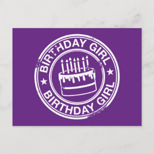 Birthday Girl-white rubberzegel effect- Briefkaart
