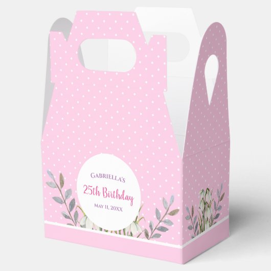 Birthday Girl White Snow druppelt roze pooldots Bedankdoosjes (Geopend)