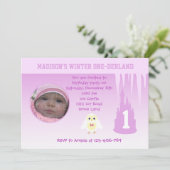 Birthday Girl Winter Onederland uitnodiging (Staand voorkant)