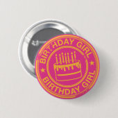 Birthday Girl-yellow rubberzegel effect- Ronde Button 5,7 Cm (Voorkant /achterkant)