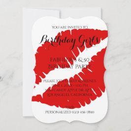 'Birthday Girl's Fabulous & 50 Bright Red Lipstick Kaart