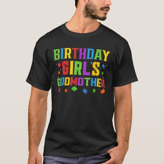 Birthday Girl's Godmoeder Blocks Master Brick Buil T-shirt (Voorkant)