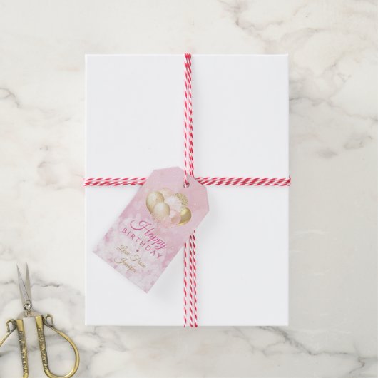 Birthday Glitter Balloon Cadeaulabel (Met Touw)