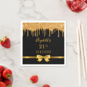 Birthday glitter black goudelegant monogram servet (Insitu)