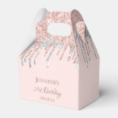 Birthday glitter blush roze zilver monogram bedankdoosjes (Voorkant Zijde)