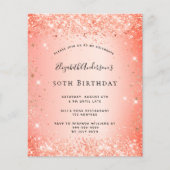 Birthday glitter oranje budget uitnodiging flyer (Voorkant)