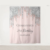 Birthday glitter roos Gold zilverkleurig zwart roz Wandkleed (Voorkant)