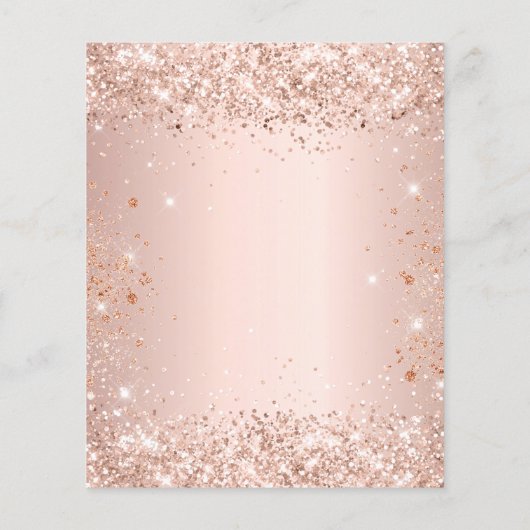 Birthday glitter roos goudbruin budgetuitnodiging flyer (Achterkant)