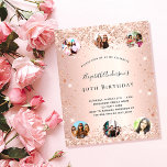 Birthday glitter roos goudfoto's budgetuitnodiging flyer<br><div class="desc">Let op: deze uitnodiging is op flyer paper en erg dun. Enveloppen zijn niet inbegrepen. Ga naar onze winkel voor dikkere kaarten (hetzelfde ontwerp). Voor een elegante 50e (of om het even welke leeftijd) verjaardagsfeestje. Een gouden roos achtergrond. Verkleurd met roos goud, blush faux glitter stof. Personaliseer en voeg een...</div>