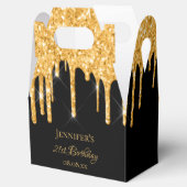 Birthday glitter zwarte goudsparren monogram bedankdoosjes (Geopend)