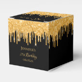 Birthday glitter zwarte goudsparren monogram bedankdoosjes (Voorkant Zijde)