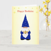 Birthday Gnome met Magic Lamp Kaart (Gele Bloem)