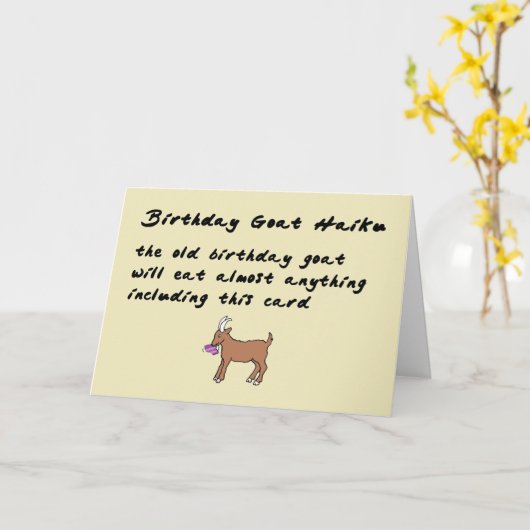 Birthday Goat Haiku - een grappig gedicht voor een Kaart (Gele Bloem)
