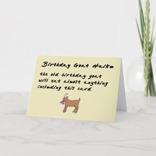 Birthday Goat Haiku - een grappig gedicht voor een Kaart (Voorkant)