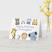 Birthday Goddochter Fun Animal Cartoons Kaart (Gele Bloem)