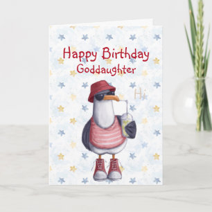 Birthday Goddochter Fun Cool Seagull Bird Kaart