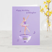 Birthday, Goddochter, Music Box Ballerina Kaart (Gele Bloem)
