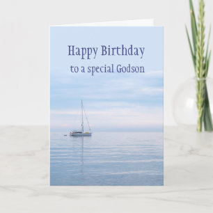 Birthday Godson Smooth Sailing Sailboat Lake Bedankkaart