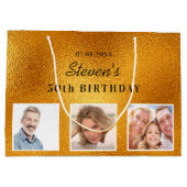Birthday Gold aangepast fotometaal monogram Groot Cadeauzakje (Achterkant)