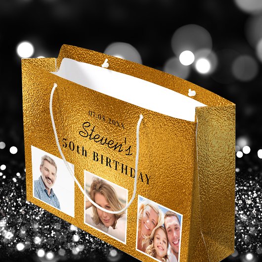 Birthday Gold aangepast fotometaal monogram Groot Cadeauzakje