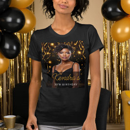 Birthday Gold and Black Photo Instagram T-shirt
