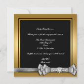 Birthday Gold Black Chandelier Silver Bow Kaart (Achterkant)