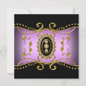 Birthday Gold Black Lila roze Kaart (Achterkant)