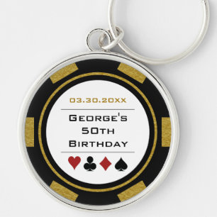 Birthday Gold Black Poker Chip Las Vegas Casino Sleutelhanger