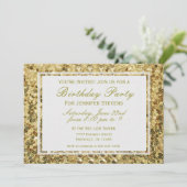 Birthday | Gold Confetti Glitter Bling Kaart (Staand voorkant)