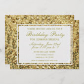 Birthday | Gold Confetti Glitter Bling Kaart (Voorkant / Achterkant)