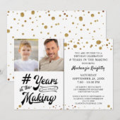 Birthday Gold Confetti # JAAR IN DE MATIGE foto Kaart (Voorkant / Achterkant)