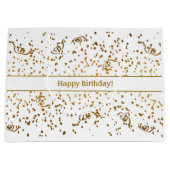 Birthday Gold Confetti Streamers Drie Sjabloon Groot Cadeauzakje (Voorkant)