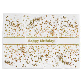 Birthday Gold Confetti Streamers Drie Sjabloon Groot Cadeauzakje (Achterkant)